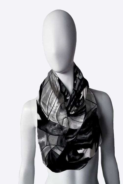 TUBE GÉANT EN TRICOT DOUX NOIR ET BLANC