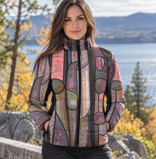 La veste matelassée au col montant ROSE CENDRÉE