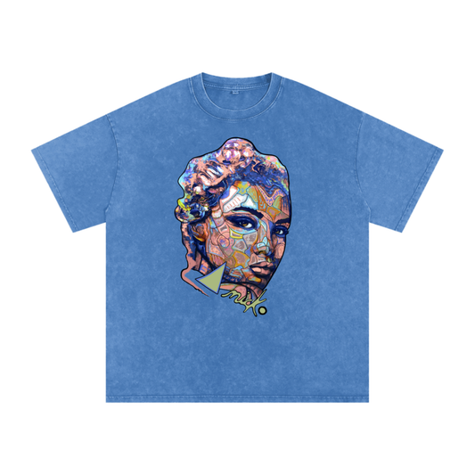 Le T-SHIRT OVERSIZE en coton à effet jeans délavé